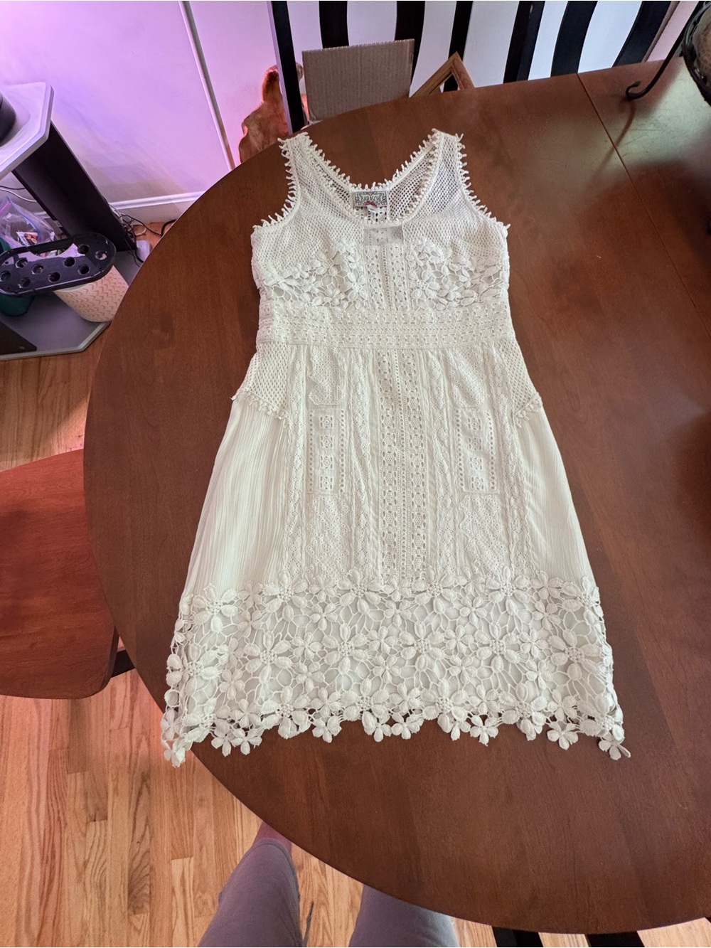 Yoana Baraschi White Crochet Midi Dress